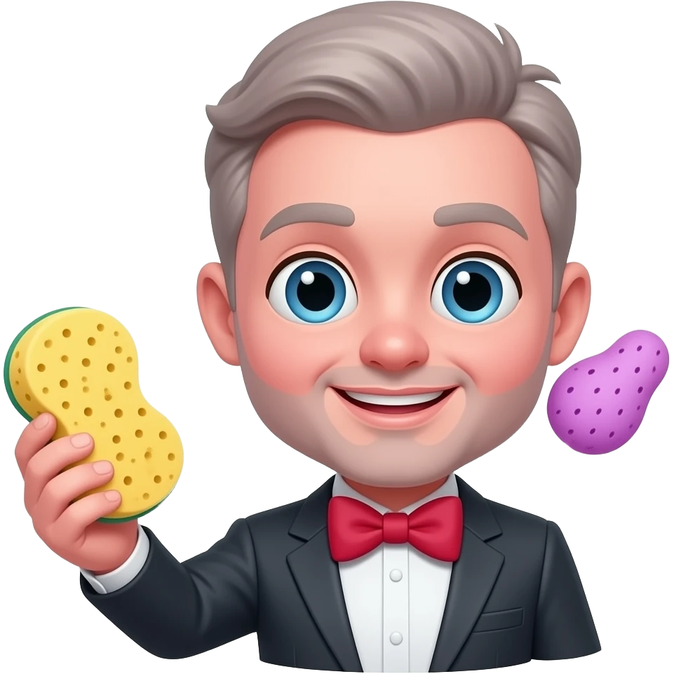 Розовый эмодзи с бантиком и губками emoji