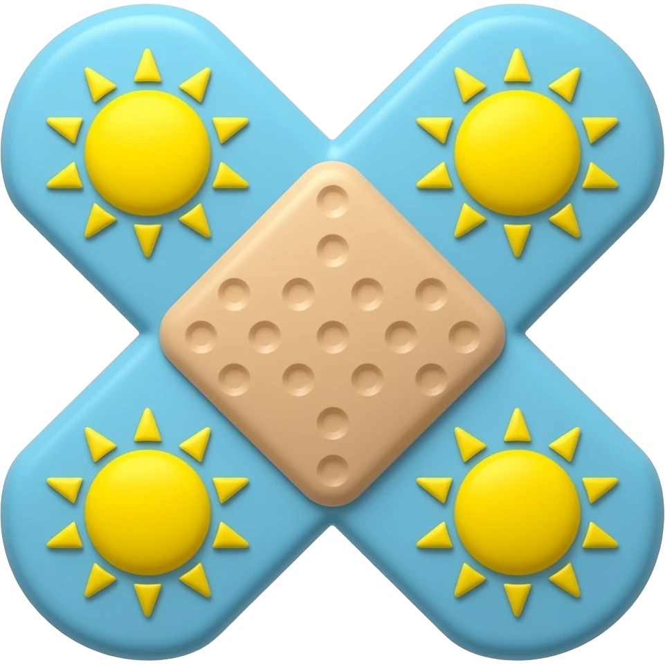 blue band aid with yellow suns on it emoji