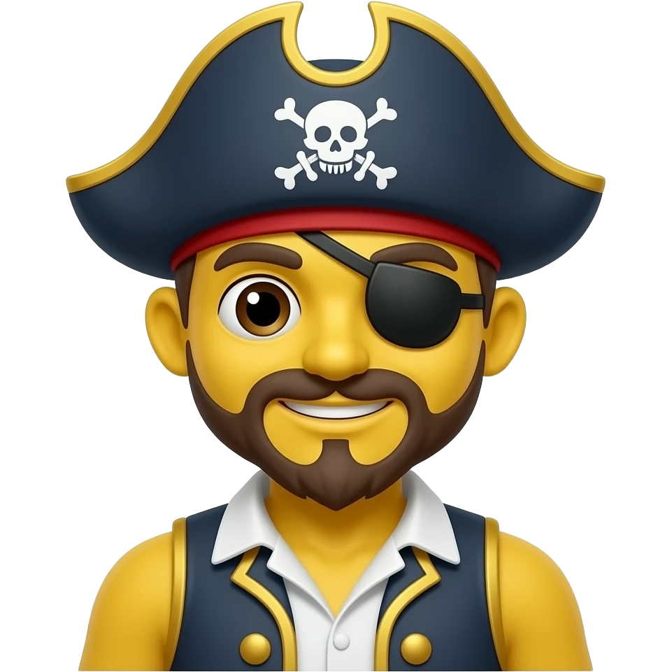 A emoji with pirate style and with a yellow head body not any Body emoji