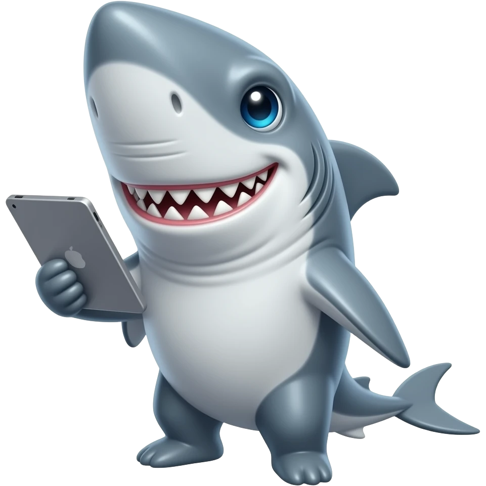 Shark wearing ipad emoji