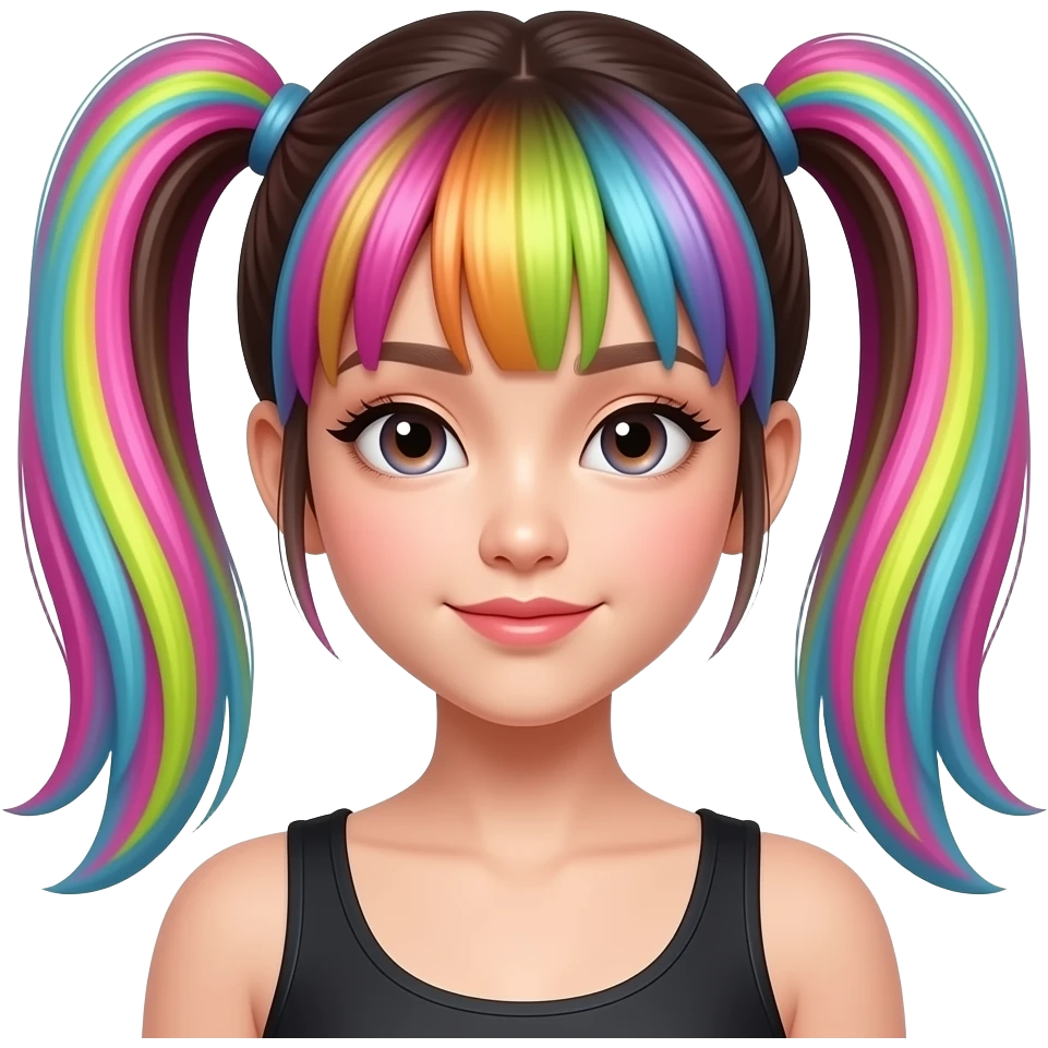 neon hair twin tail asian girl emoji