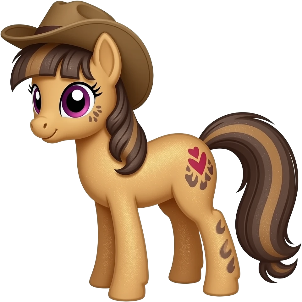 brown sparkly pony with a brown cowgirl hat emoji