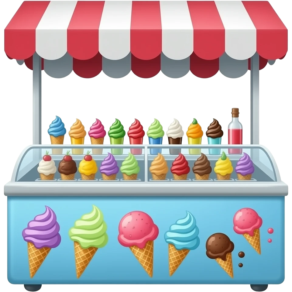 Ice cream fridge-stand with many flavours emoji