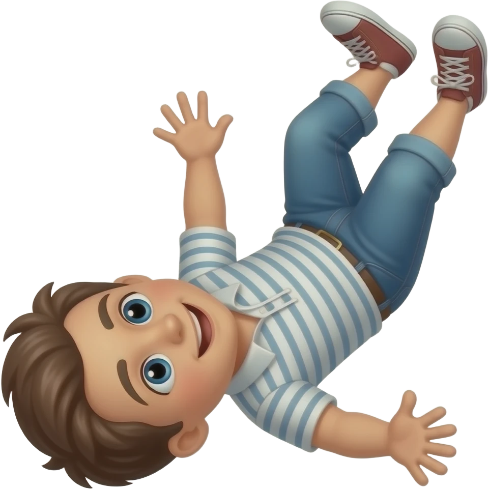 A human falling down with a innocent face emoji
