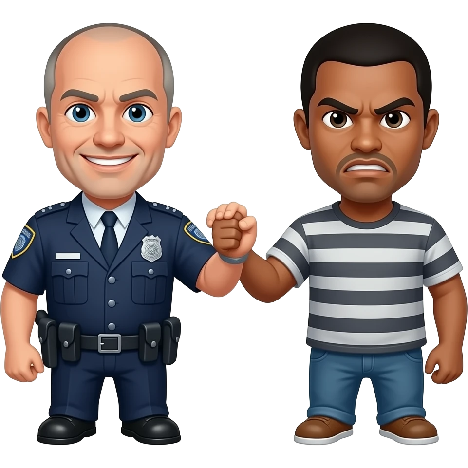 ICE Agent smiling while cuffing angry illegal immigrant emoji