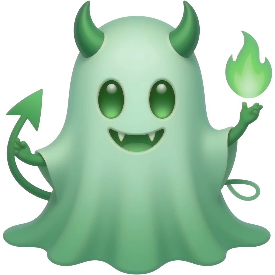 a ghostly green friendly flame spirit demon emoji