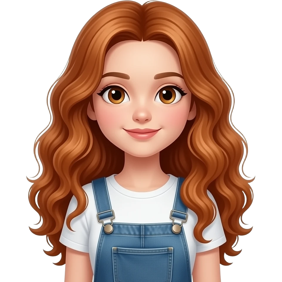 white girl long curly auburn hair full body emoji
