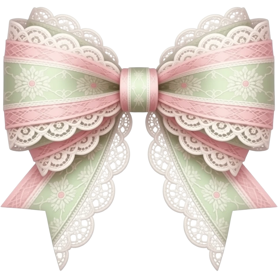 light pink & light green on bow lace coquette bow emoji