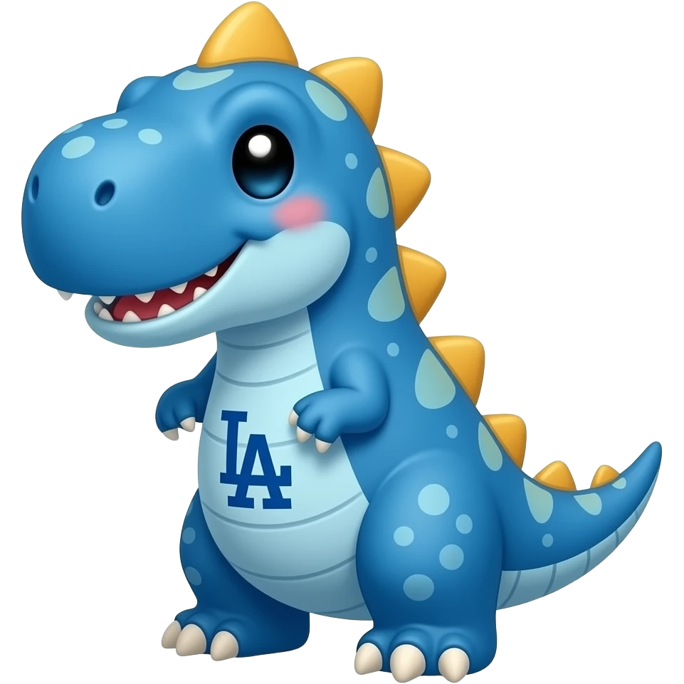 dodgers LA logo on belly blue dinosaur cute emoji