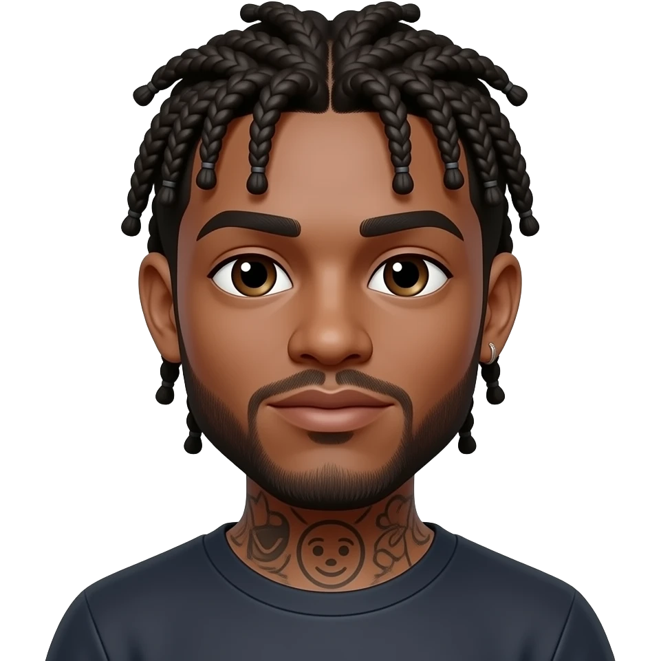 Visage homme noire tresse tatouage emojis emoji
