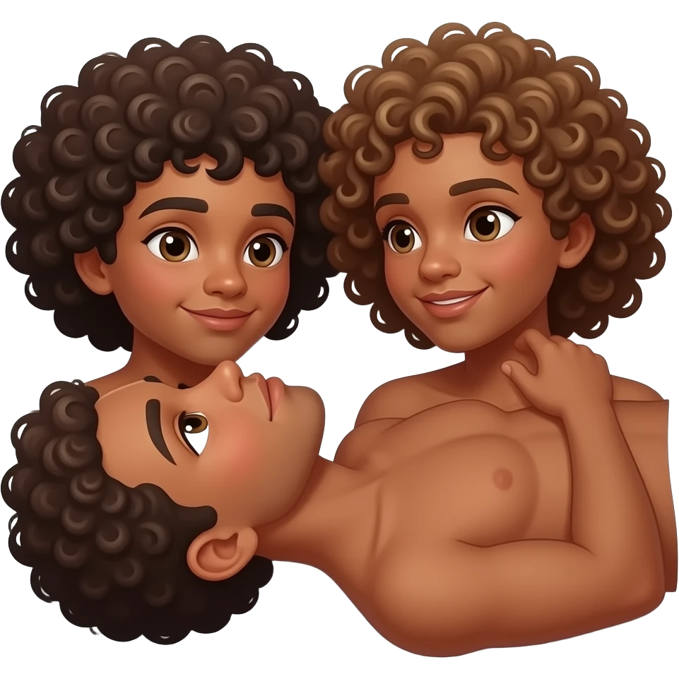 2 Browns mans naked making sex lying down Curly emoji