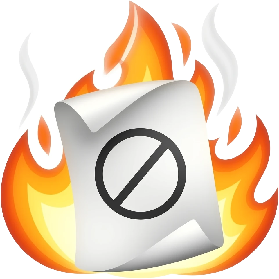 burning "copyright" paper emoji