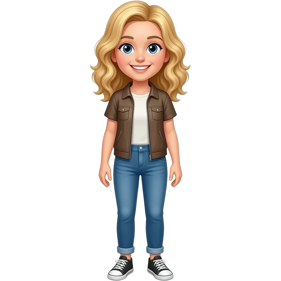 Teenager with blonde wavy hair who is so pretty full body with feet realistic emoji