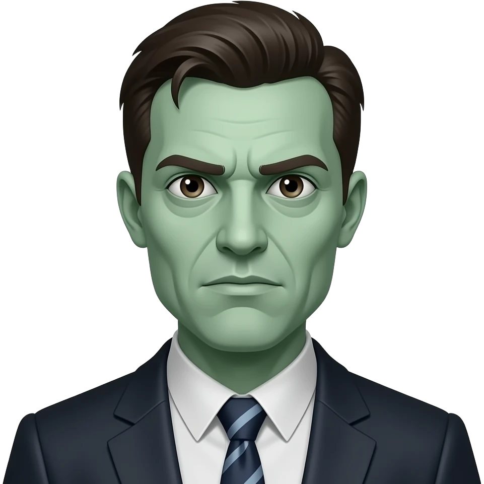 zombie man with pale green skin, dead eyes emoji