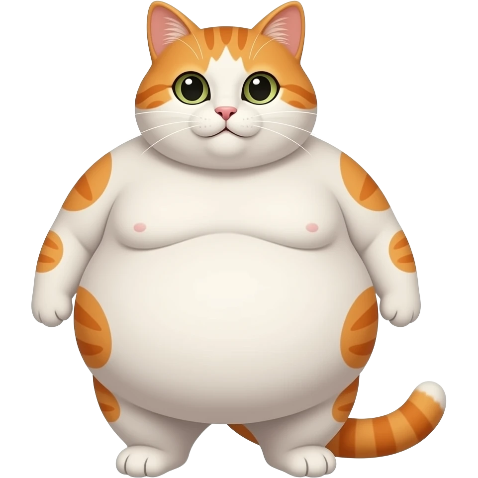 Morbidly obese white cat with orange patches emoji