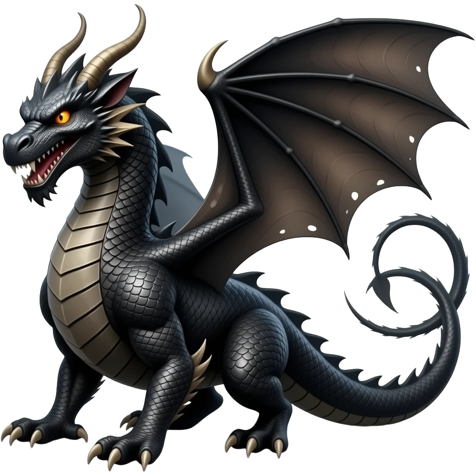 ancient Black dragon DJ, highly detailed, hyper real emoji