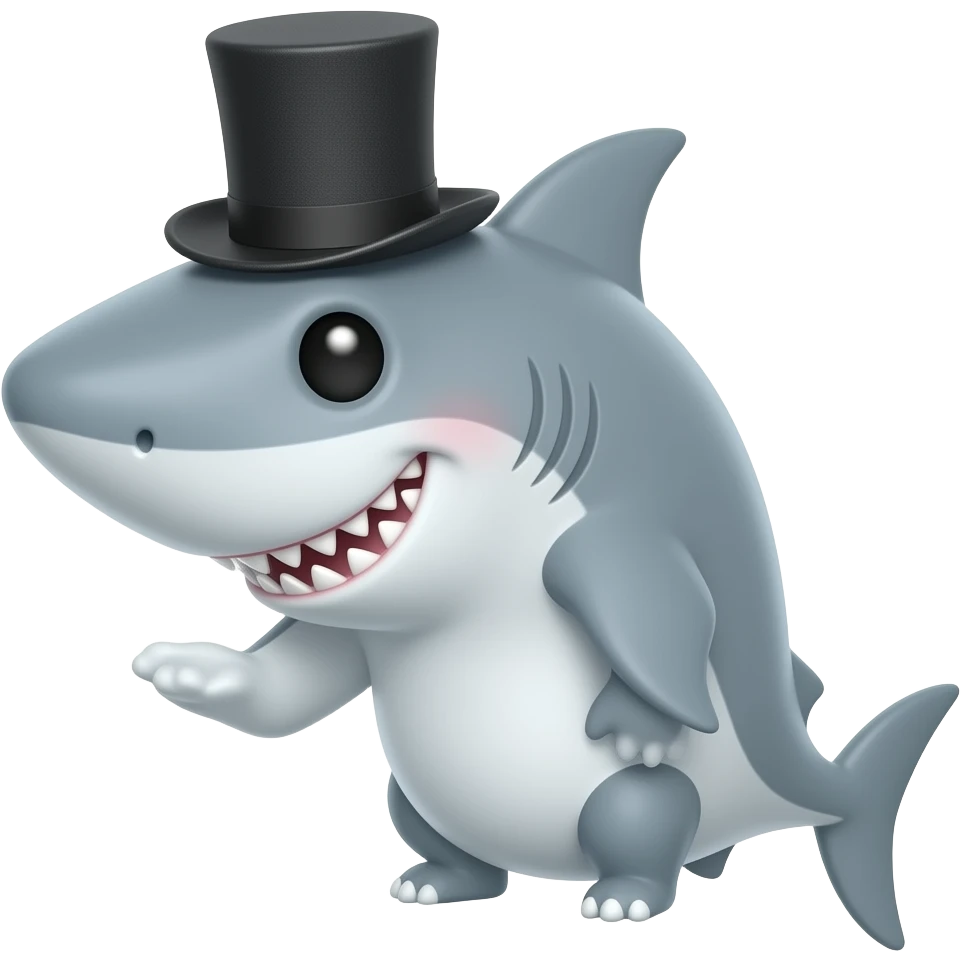 Shark with a top hat emoji