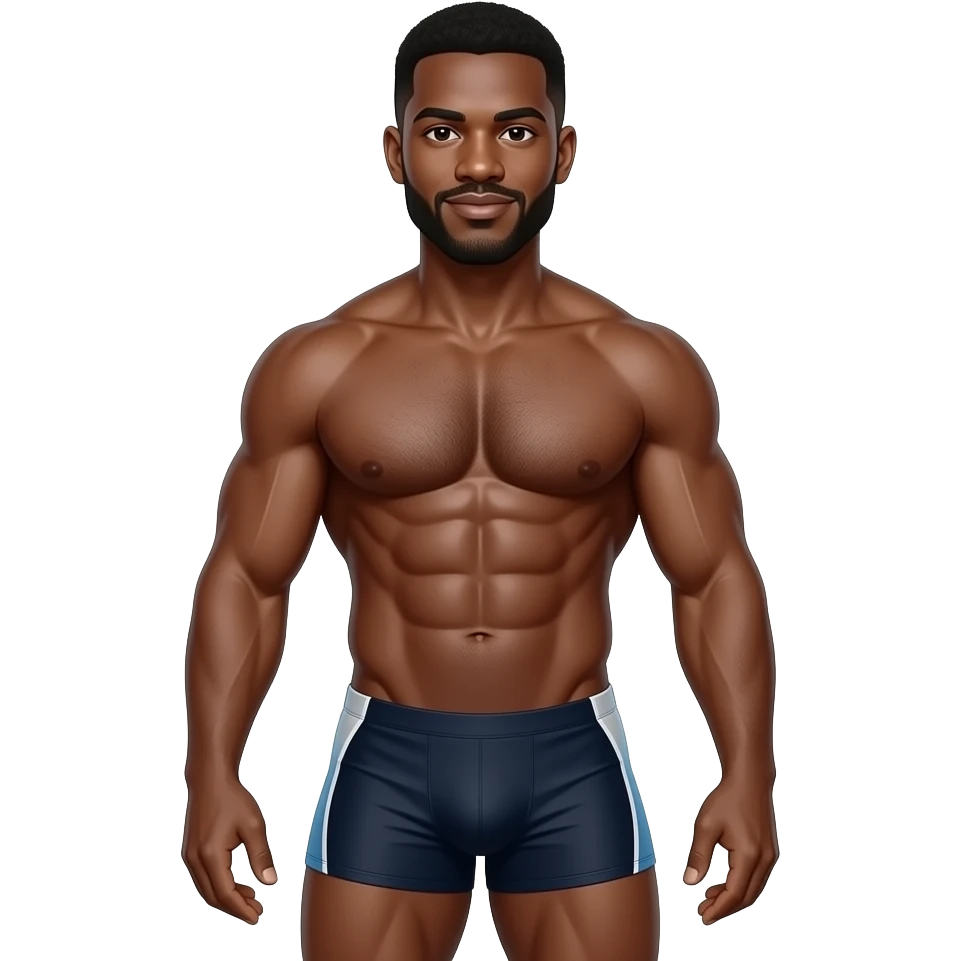 Ripped way bigger black man with only speedos on emoji