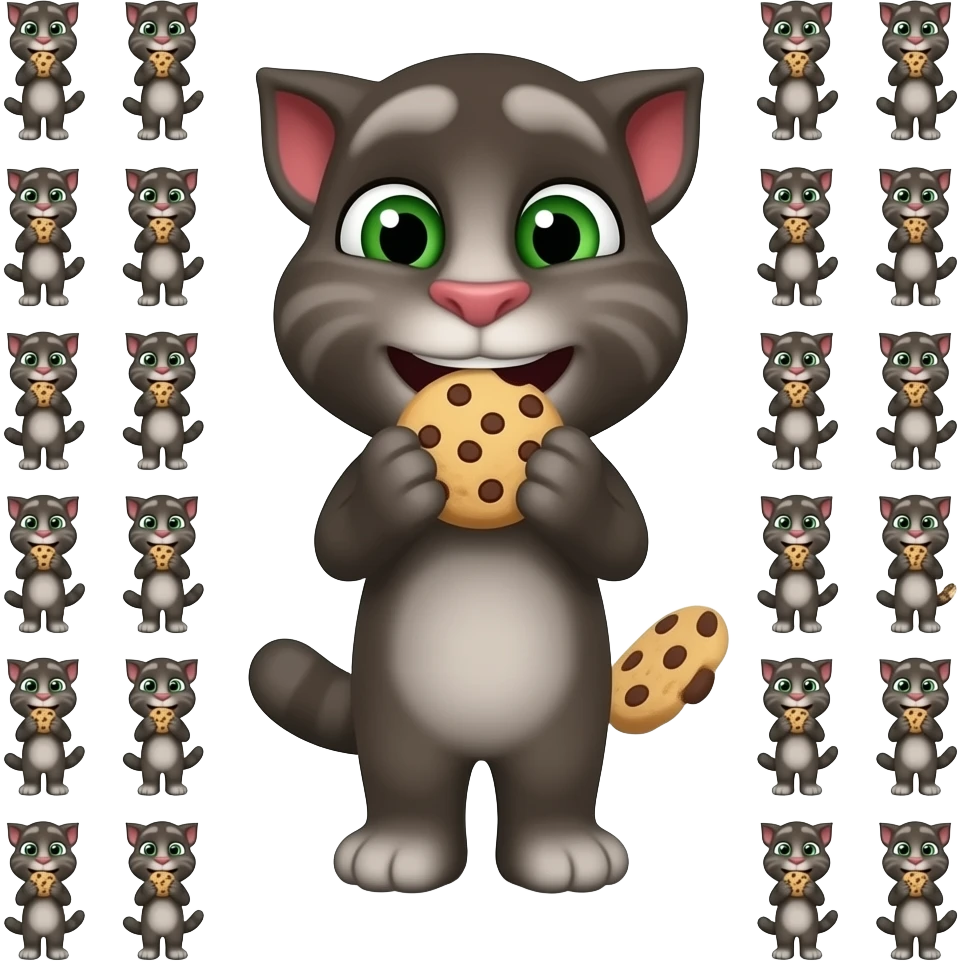صد تاTalking TOM درحال خوردن کوکی شکلاتی emoji