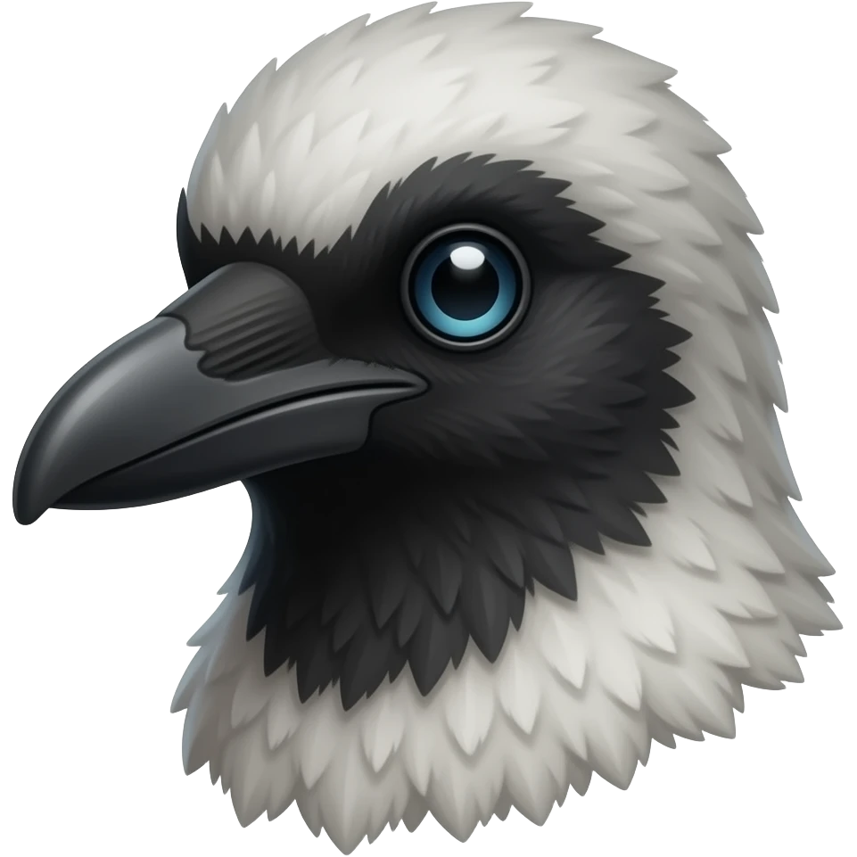 A robotic cyborg magpie head emoji