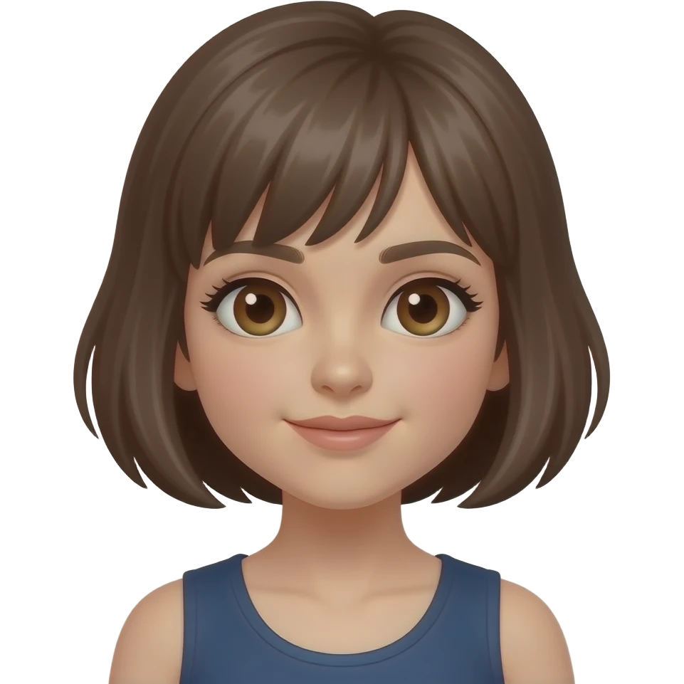 a girl with short brown hair with brown eyes emoji