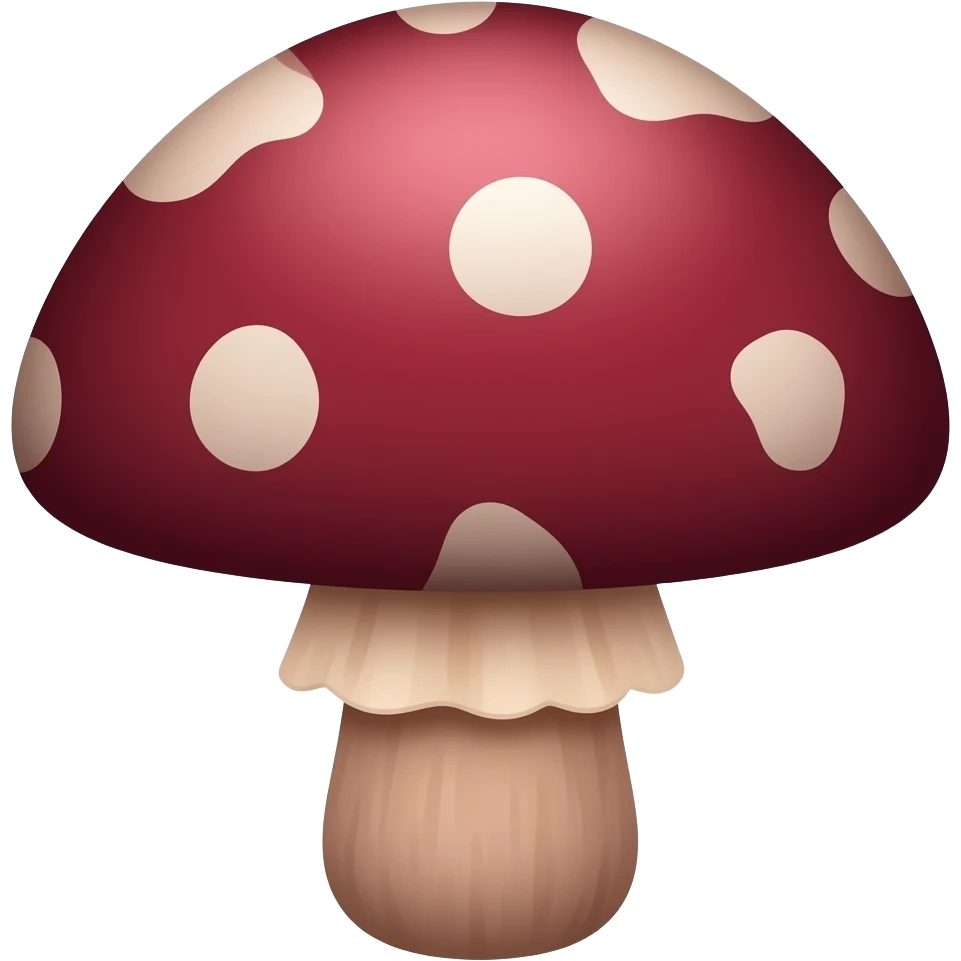 Fly agaric is red-purple crimson with a pronounced stem and random dots emoji
