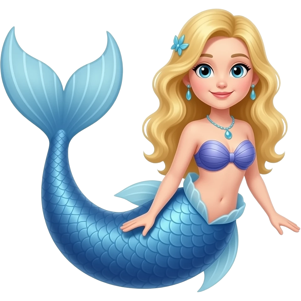 mockery blonde mermaid with blue tail emoji