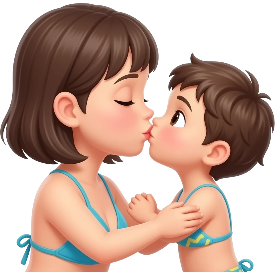 👧🏻+👙 +💋 +🧒🏻 emoji