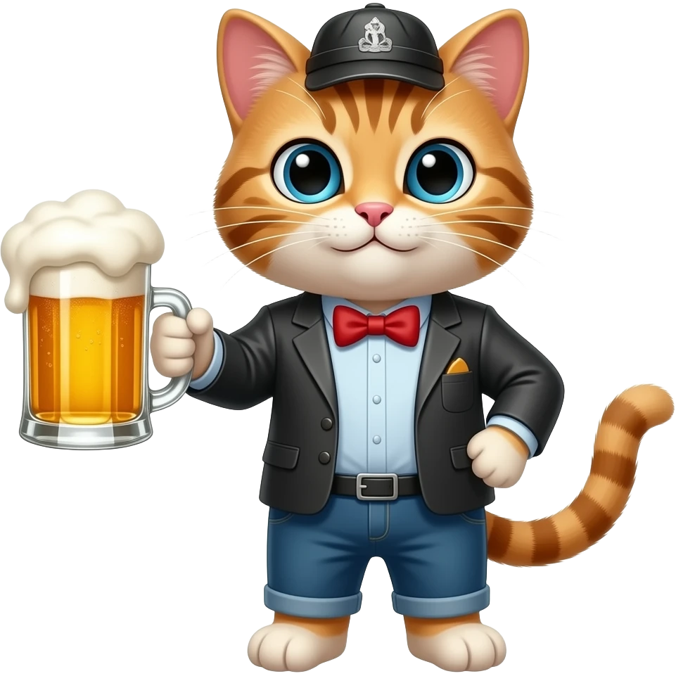 Кот держит в руке кружку пива emoji