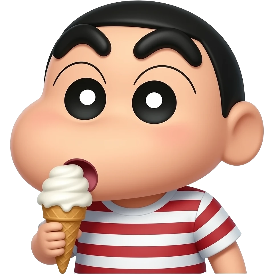 可爱的蜡笔小新吃冰淇淋 emoji
