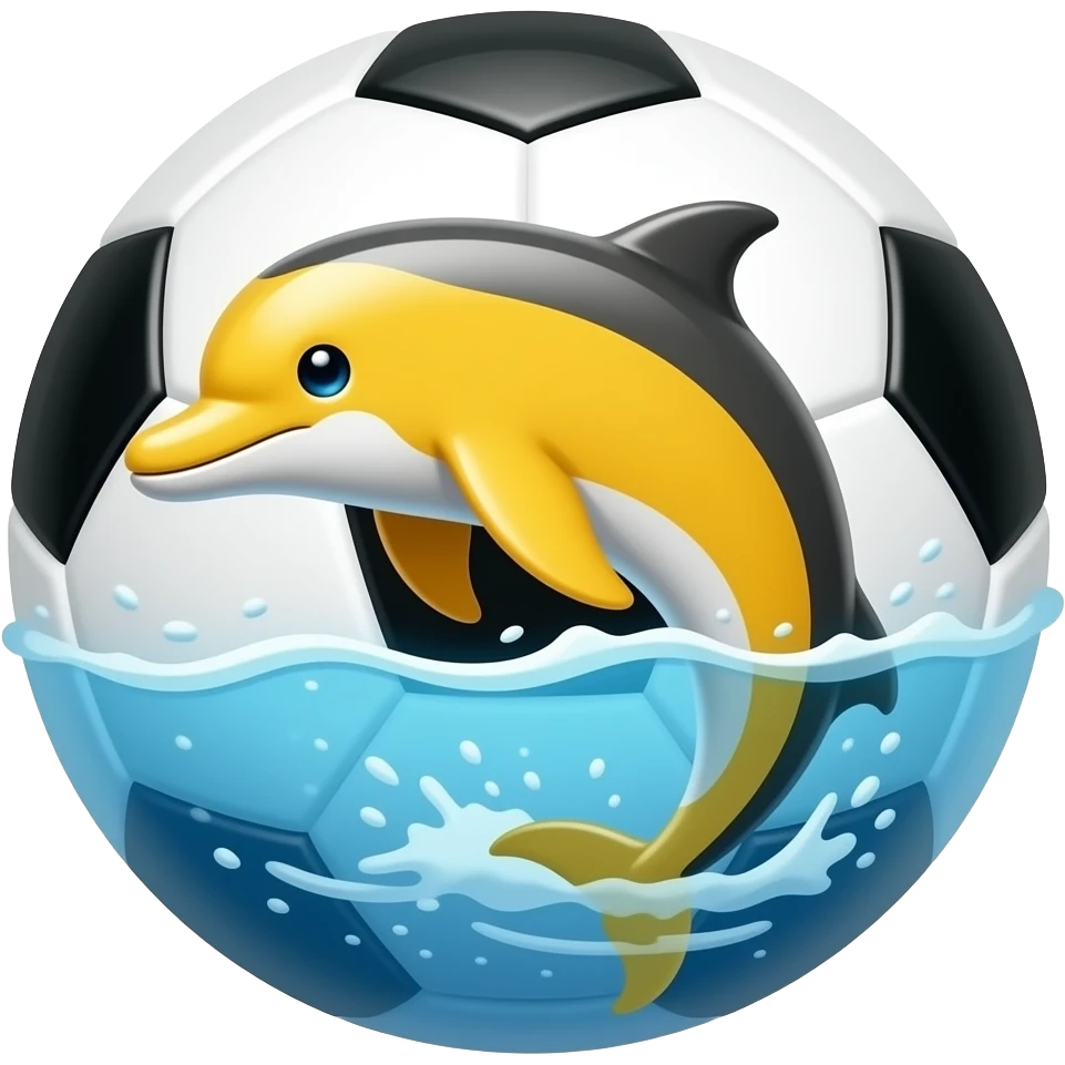 yelllow black dolphin circle wave soccerball emoji