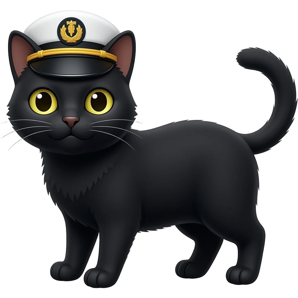 cat black with captain emoji