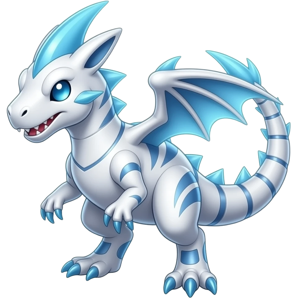Shiny Futuristic Celestial Fakemon-Pokemon-Digimon-Spectrobes-Raptor-Noivern-fusion, full body emoji