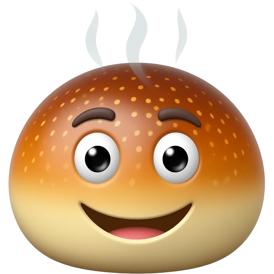 Колобок шарик из теста с глазами и ртом emoji