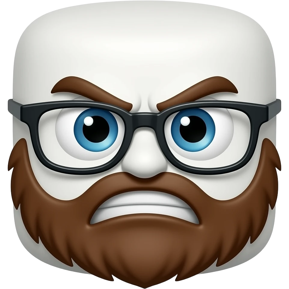 angry marshamallow with a brown beard and glasses emoji