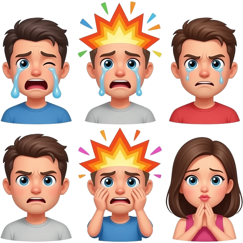 🫢🫨🪁😭😯😑😬🥳🙄😡🥵🙂‍↔️😕🤯😠😍😘🥺 emoji