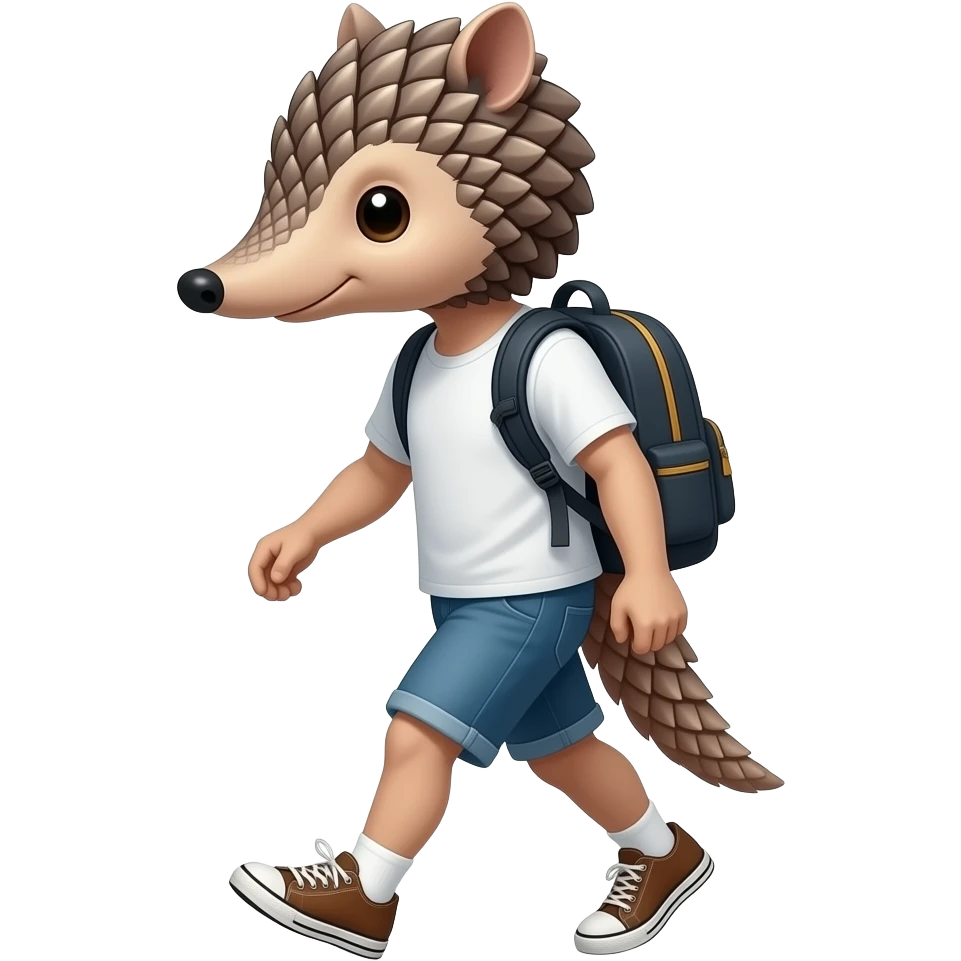Pangoli shirt and backpack and shoes walking emoji