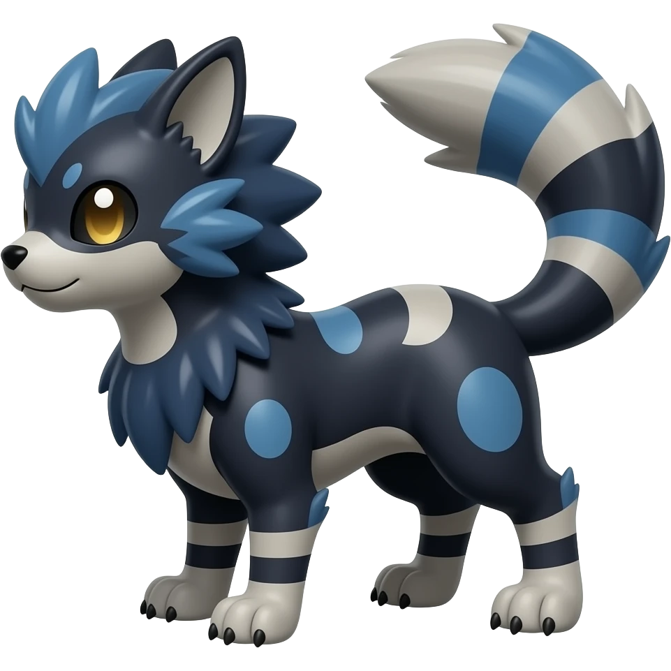 Dark dusky shiny smooth glossy epic patterned digitigrade quadrupedal Luxray-Manectric-Sprigatito-Shaymin-Shinx-Fakémon-hybrid emoji