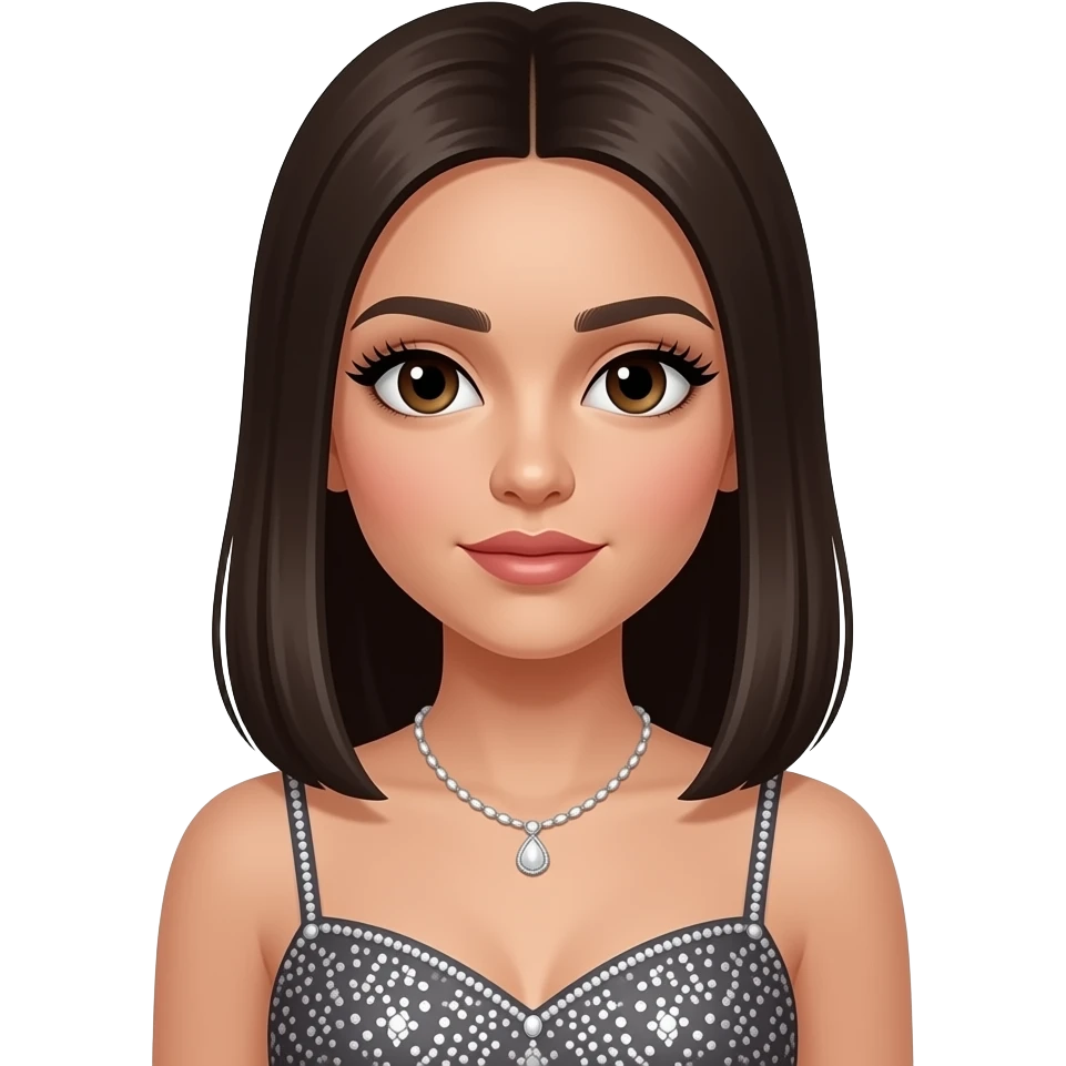 adolescente arabe avec les cheveux lisse avec extension de cils et une tenu de soiree emoji