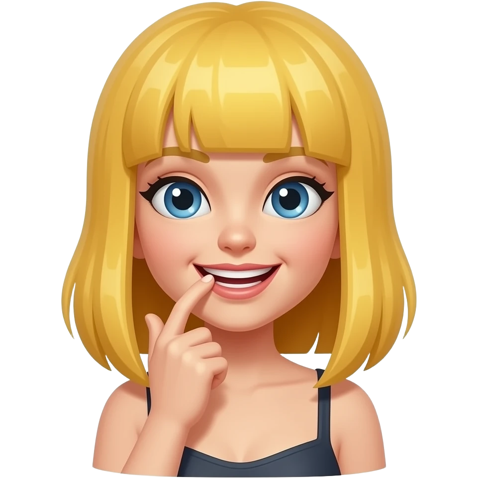 A girl yellow emoji biting their finger in a fun flirty way emoji