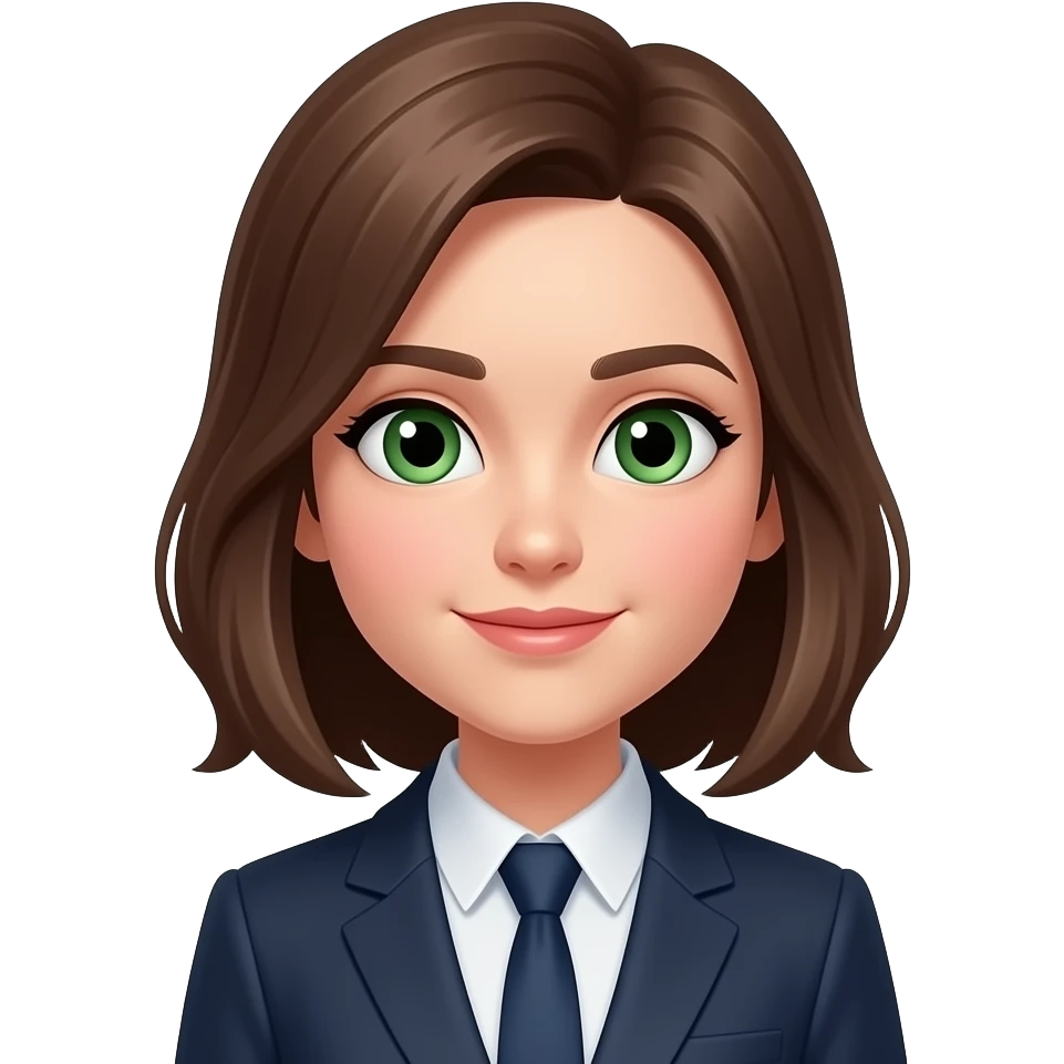 управленец-девушка с зелеными глазами и коричневыми волосами emoji