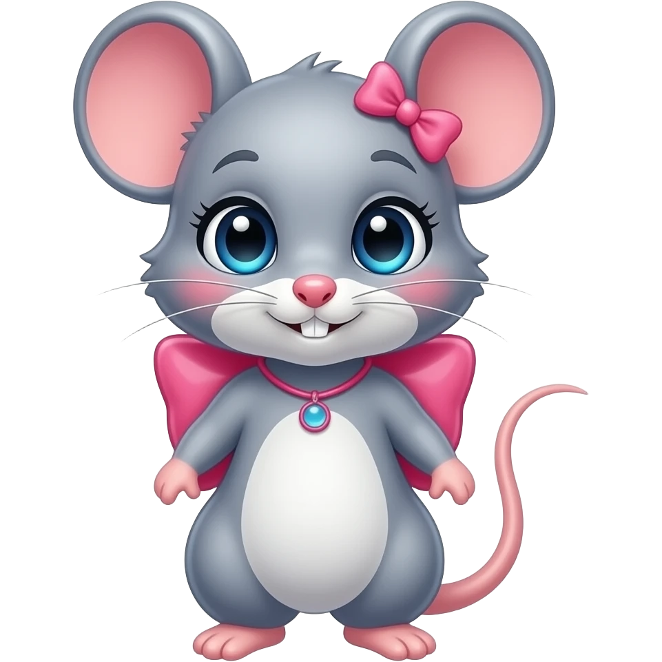 girly mouse with makeup emoji