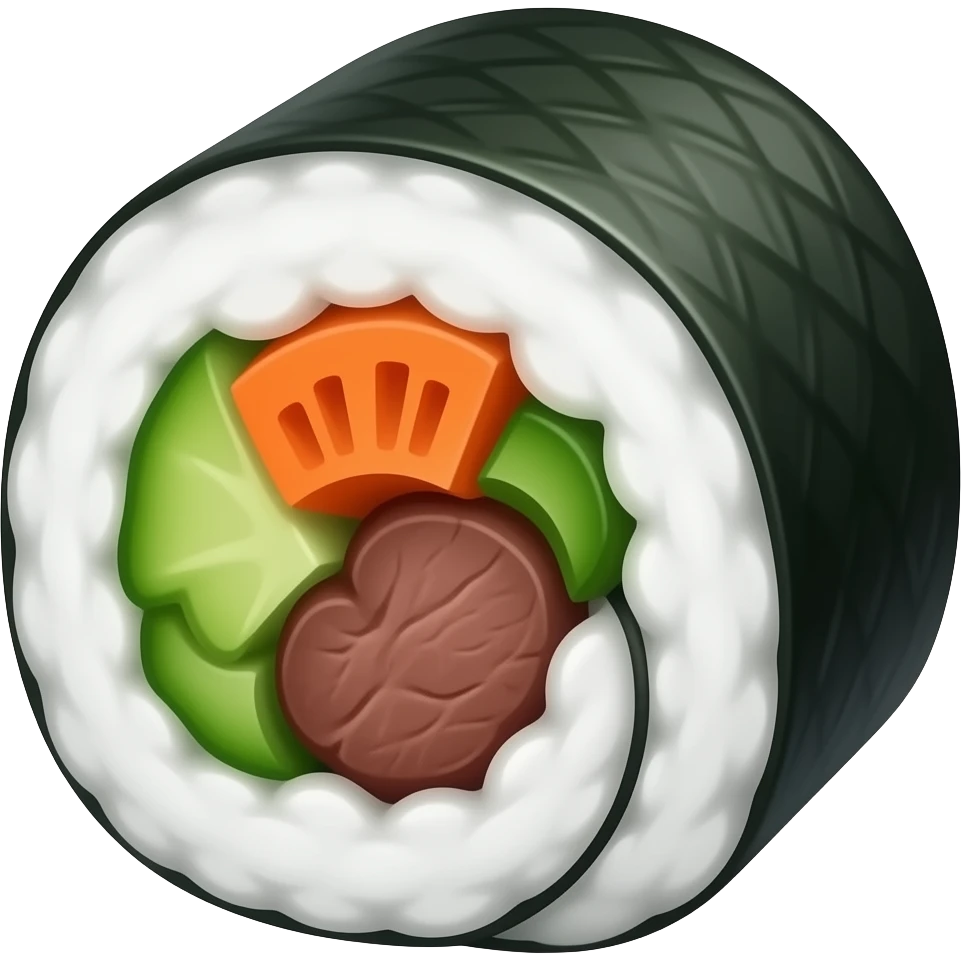 야채와 소불고기가 들어간 한국식 김밥 emoji