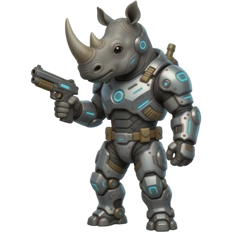 Rhino sci-fi armor with a gun emoji