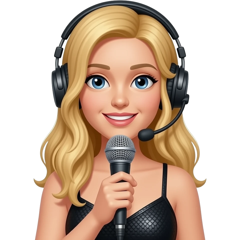 Cantante con micrófono diadema emoji