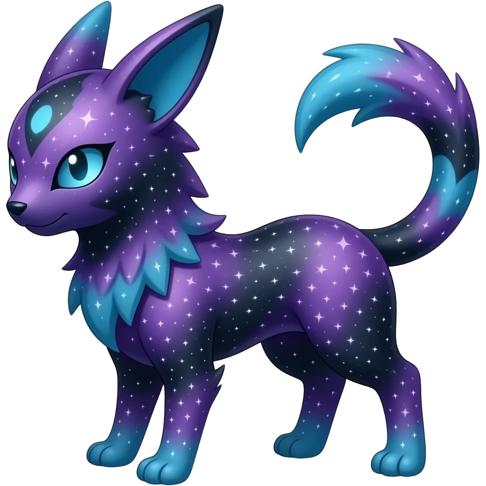 Nebulae purple-blue-black-gradients Zorua-Espeon-animal-hybrid-creature emoji