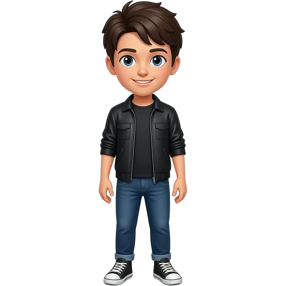 Niño con ropa negra  cuerpo completo emoji