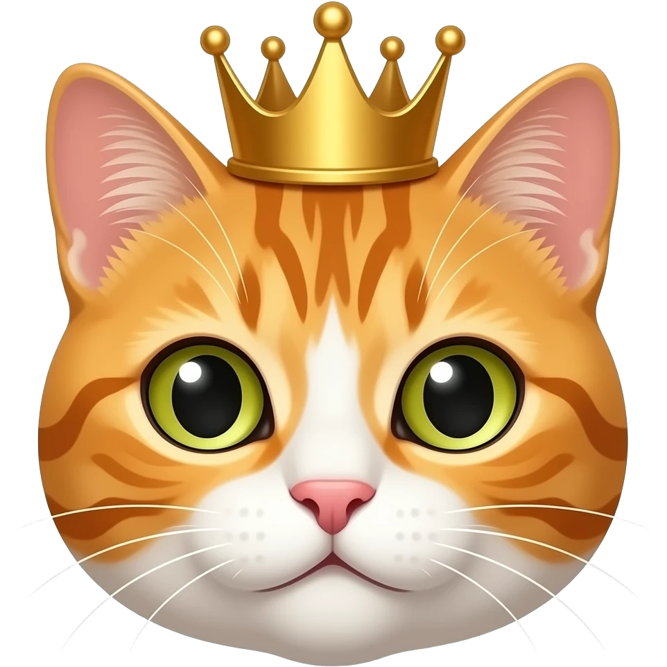 Orange tabby no white king with crown face only emoji