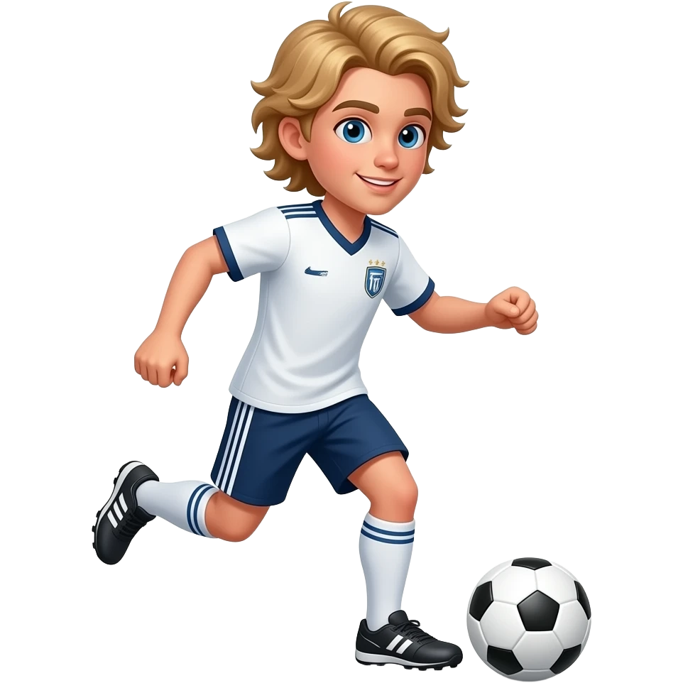 Blonde long hair in the tall boy and plays soccer white middle schooler tall defender shirt emoji