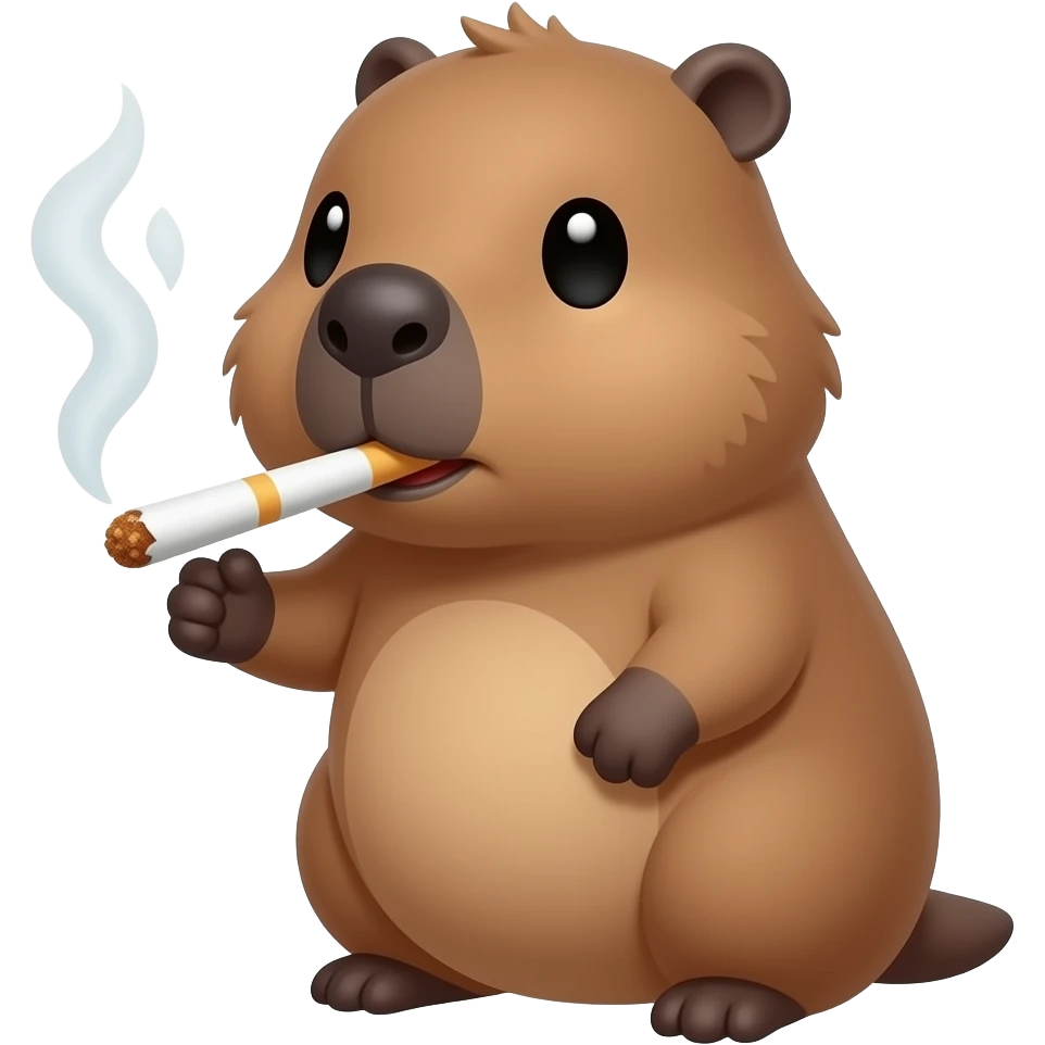 cute capybara is smoking a joint emoji